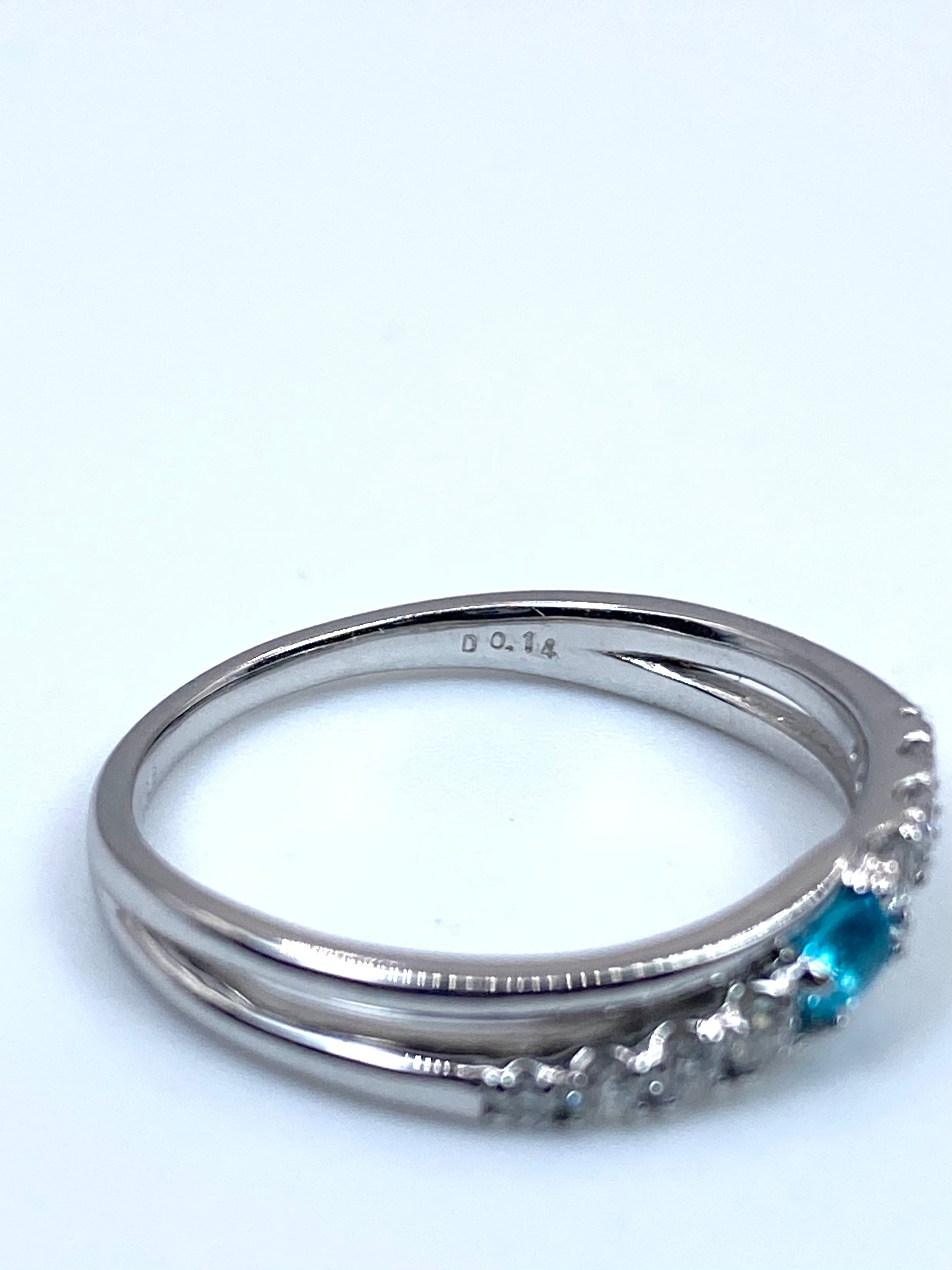 パライバトルマリン 0.08ct / ダイヤモンド 計0.14ct Pt900 リング 12