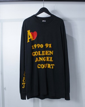 【Caka BLACK】90's Flocky Print Lettering Design Vintage L/S T-Shirt