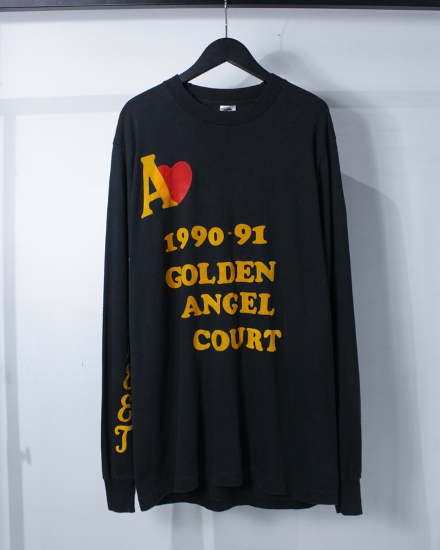 【Caka BLACK】90's Flocky Print Lettering Design Vintage L/S T-Shirt