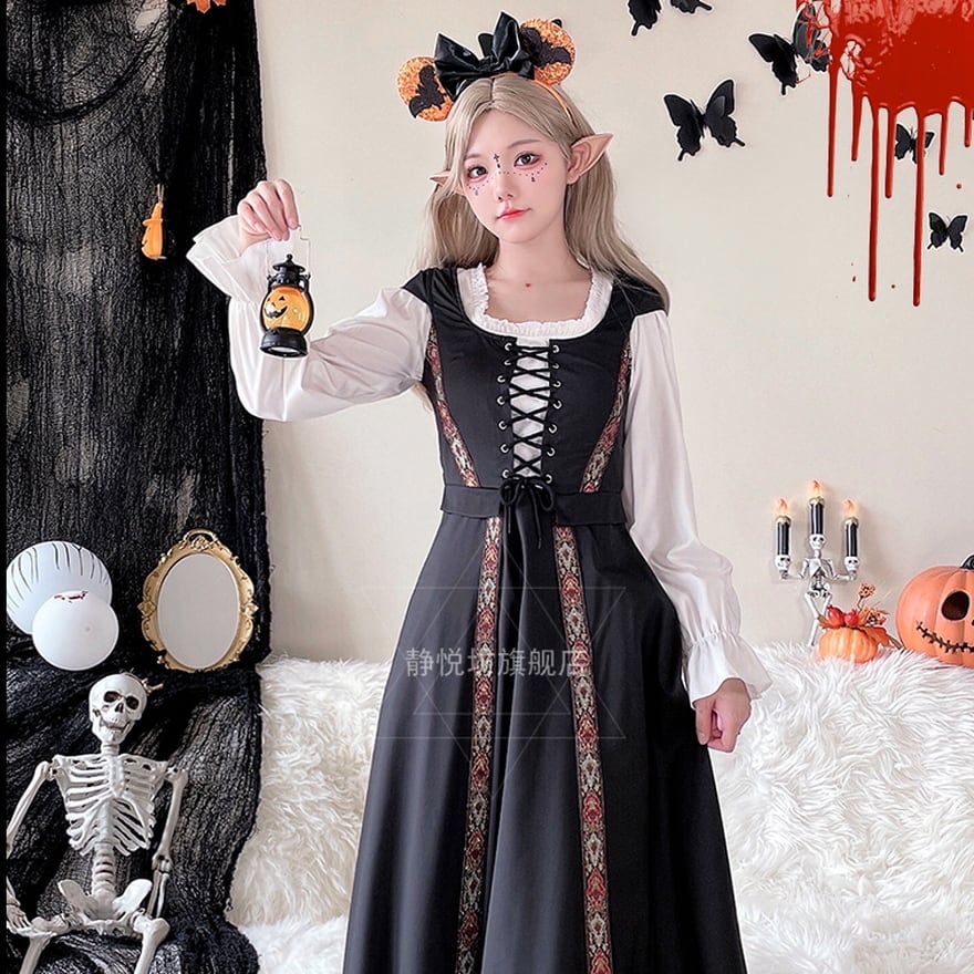 静悦坊 ワンピース コスプレ ハロウィン 文化祭 学園祭 魔女 レトロ