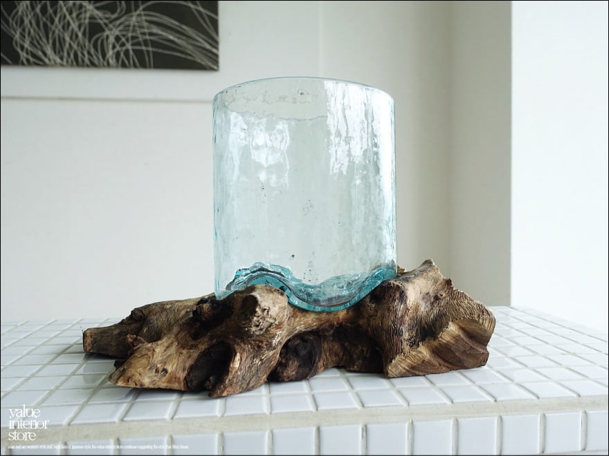 硝子フラワーベースKyli/LN-03 花瓶 メダカ鉢 めだか鉢 プリミティブガラスベース 吹きガラス 手作り 一点物 自然な様