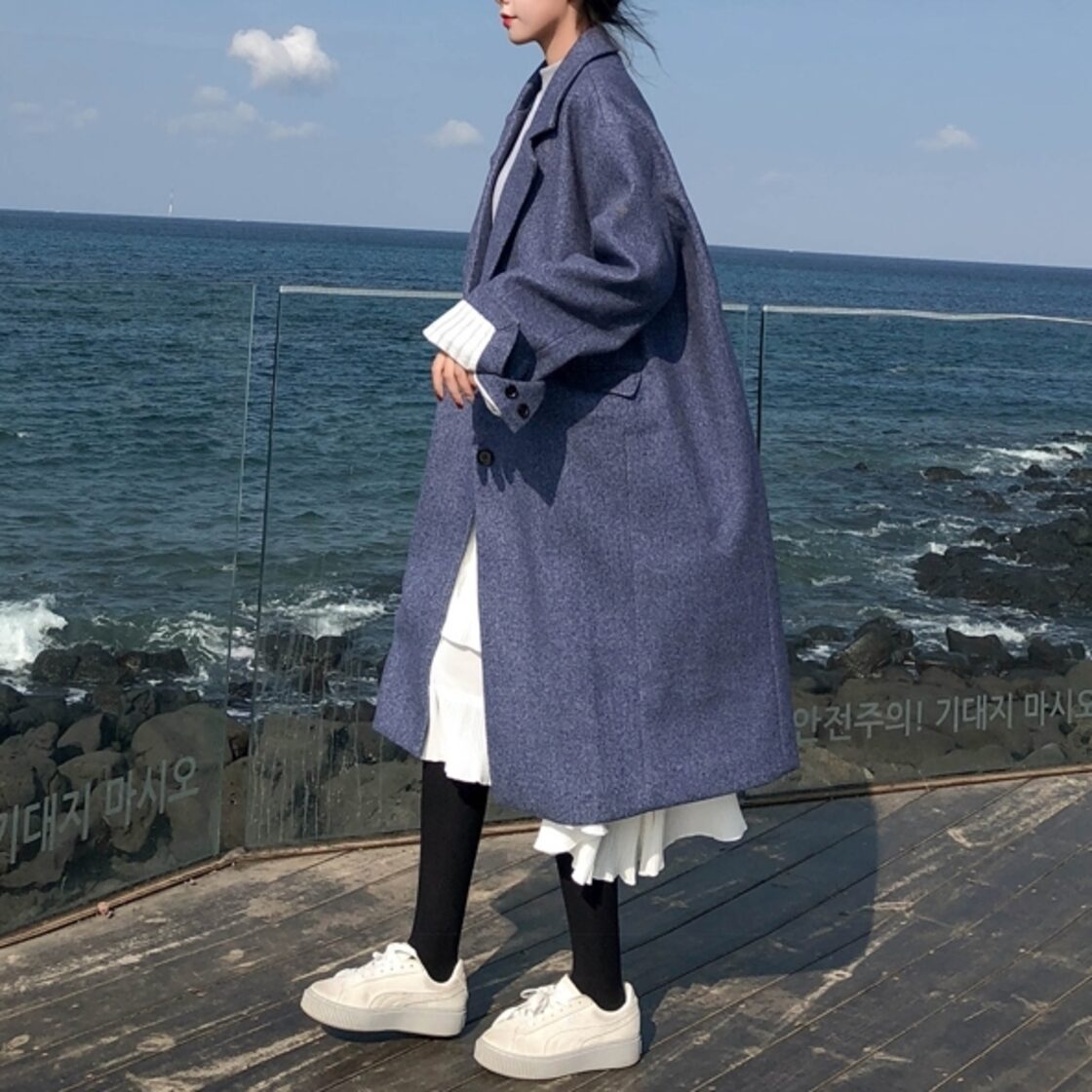 美品 ディーゼル DIESEL グレー 七分袖 ￼フェイクファーコート 