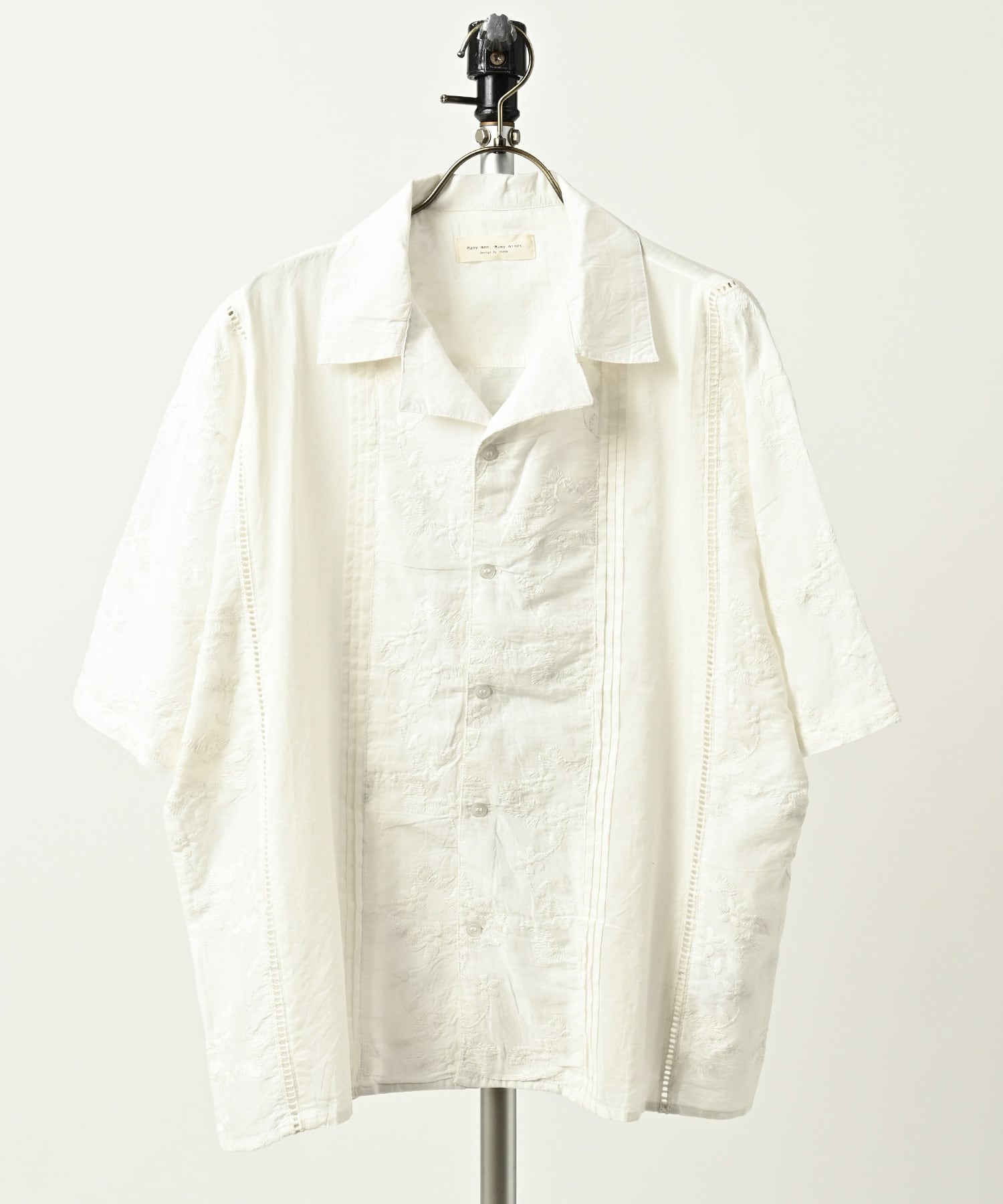 many men many mind Boiled Embroidery Short-Sleeve Shirt (IVO) M2615091