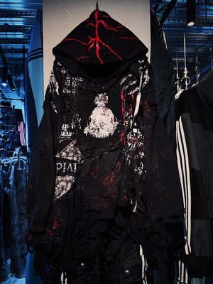 "vivid notes"Orbskull graphic design damage coating pullover hoodie