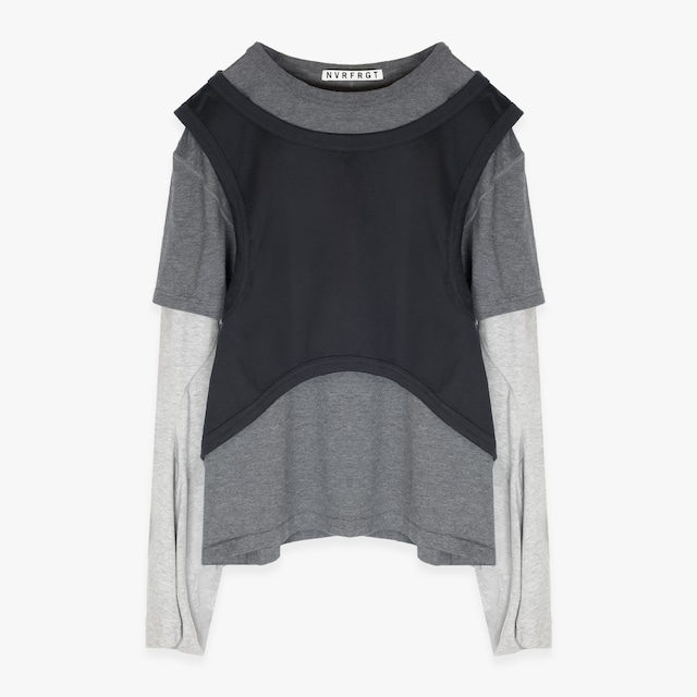 NVRFRGT 26SS PANELLED MULTI LAYERD T-SHIRT (GREY)