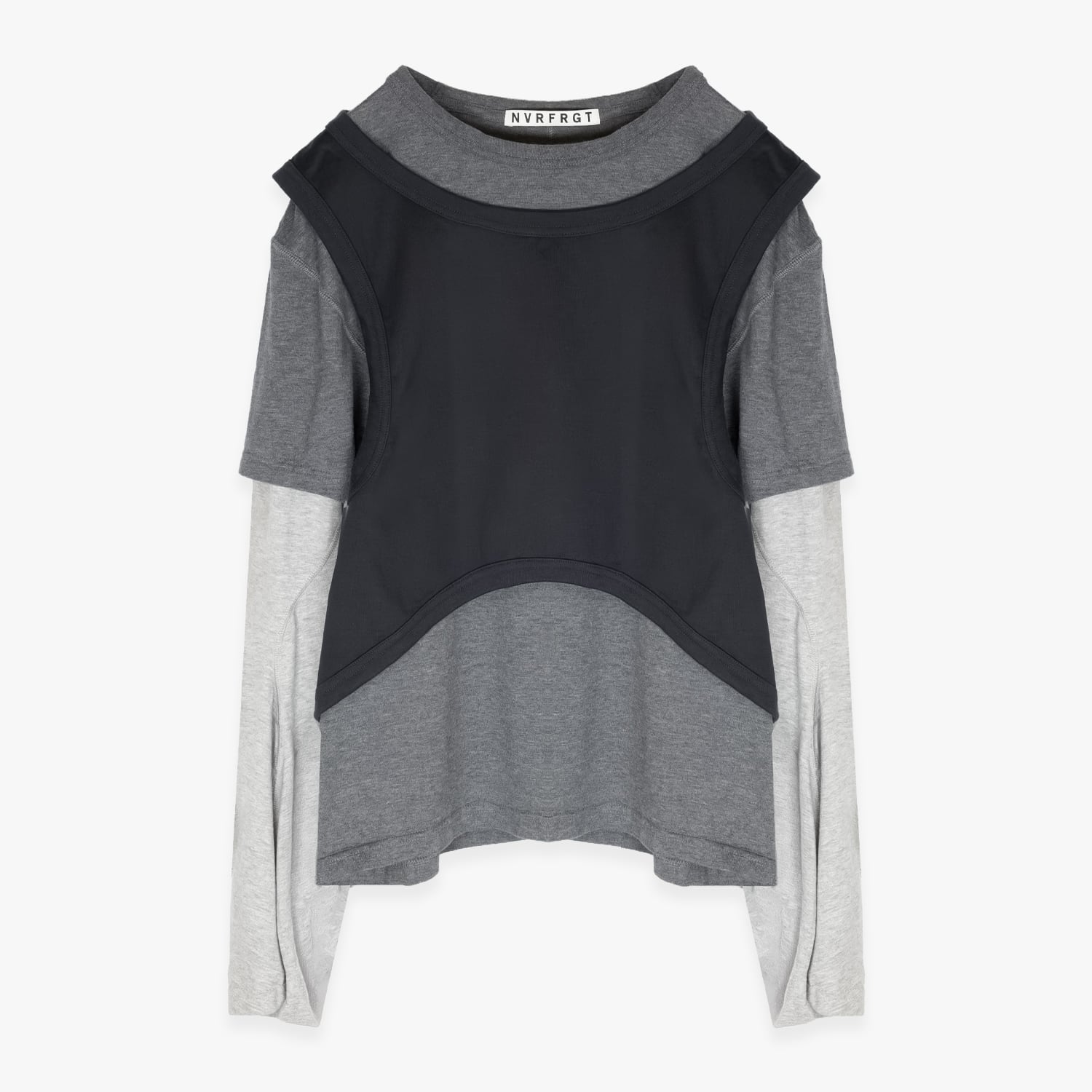 NVRFRGT 26SS PANELLED MULTI LAYERD T-SHIRT (GREY)