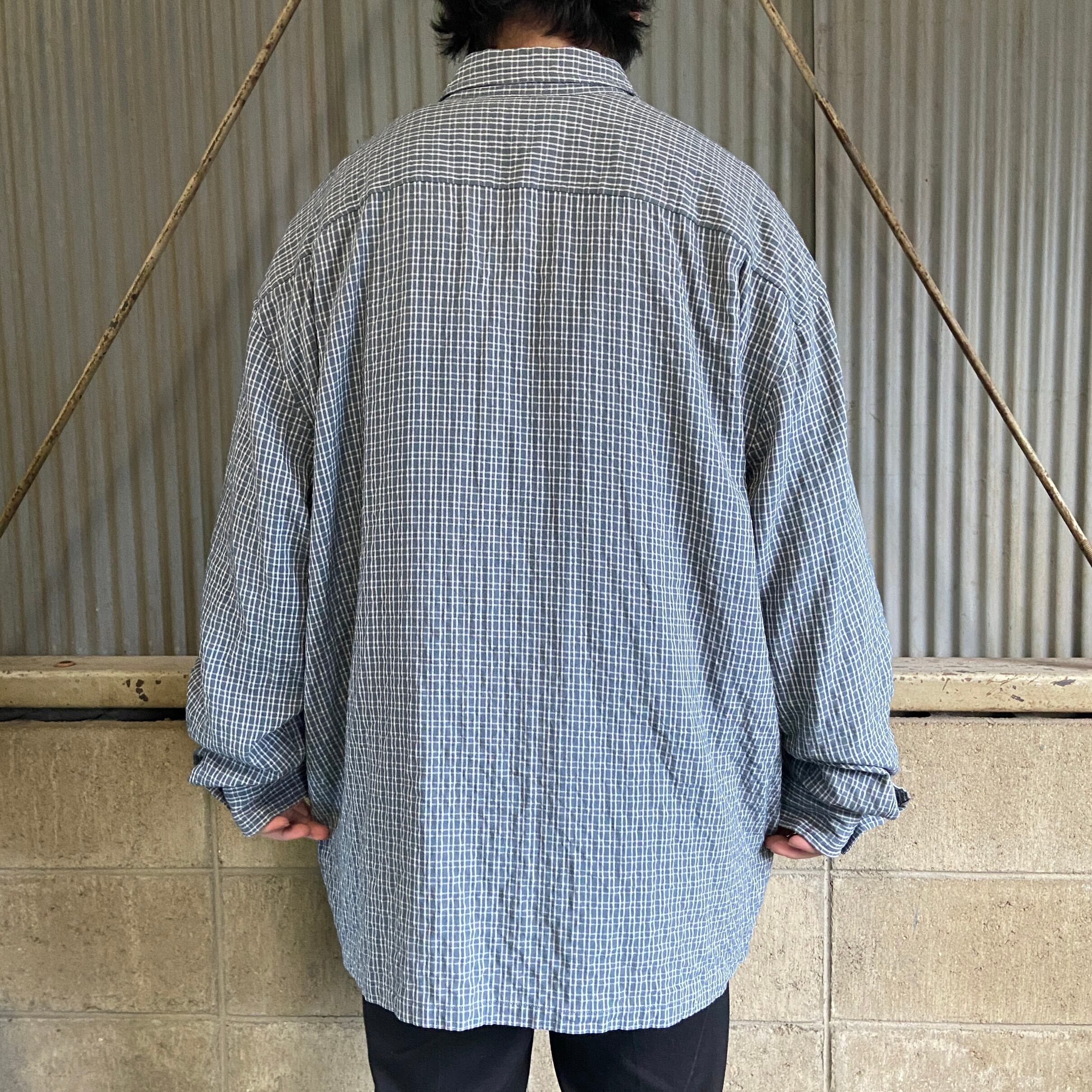 90s〜00s ゲス GUESS オンブレチェックレーヨン開襟シャツ XL ビッグサイズ GUESS ゲス レーヨン チェックシャツ メンズ2XL 古着