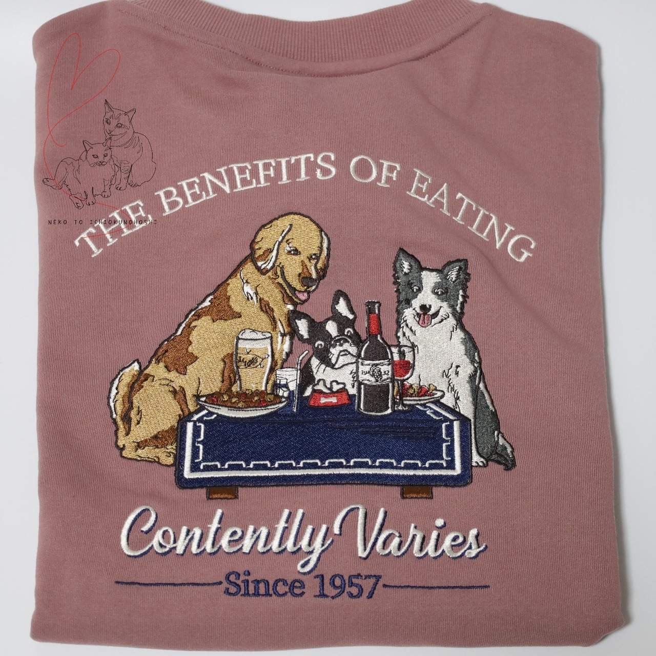 DOG刺繍スウェット 【POWER TO THE PEOPLE -VINTAGE-】トレーナー ピンク