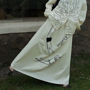 Brush Graphic Print Skirt 501543