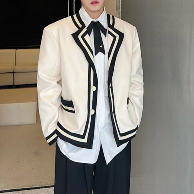 カレッジ風 変形カラージャケット D10429