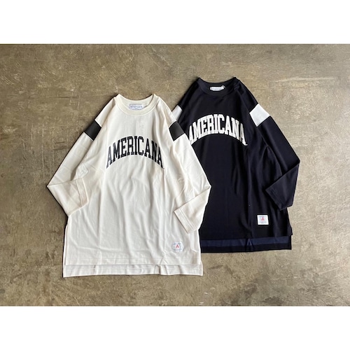 AMERICANA(アメリカーナ) Lyocell Cotton Switching Rib Print Football L/S Tee