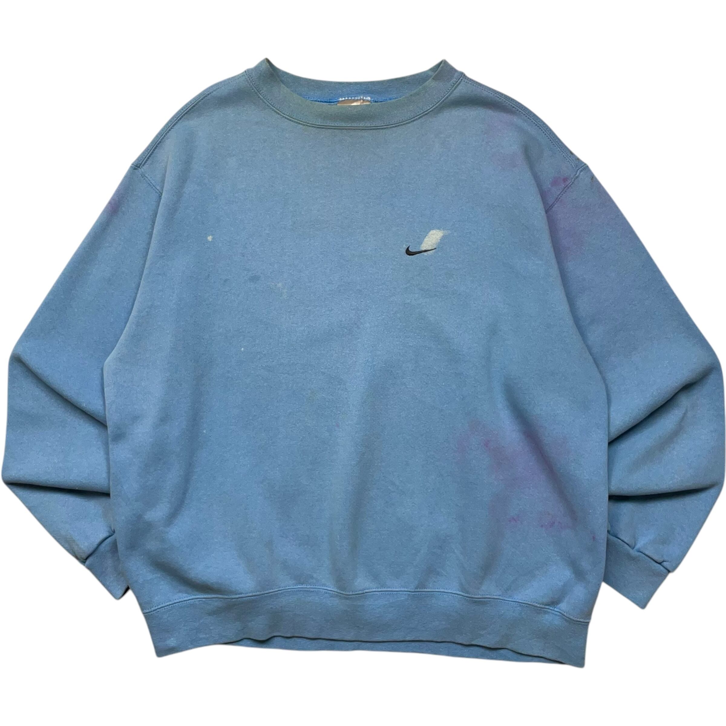 《L》NIKE ナイキ ワンポイント ロゴ 刺繍 スウェット 裏起毛 ライトブルー no.5494