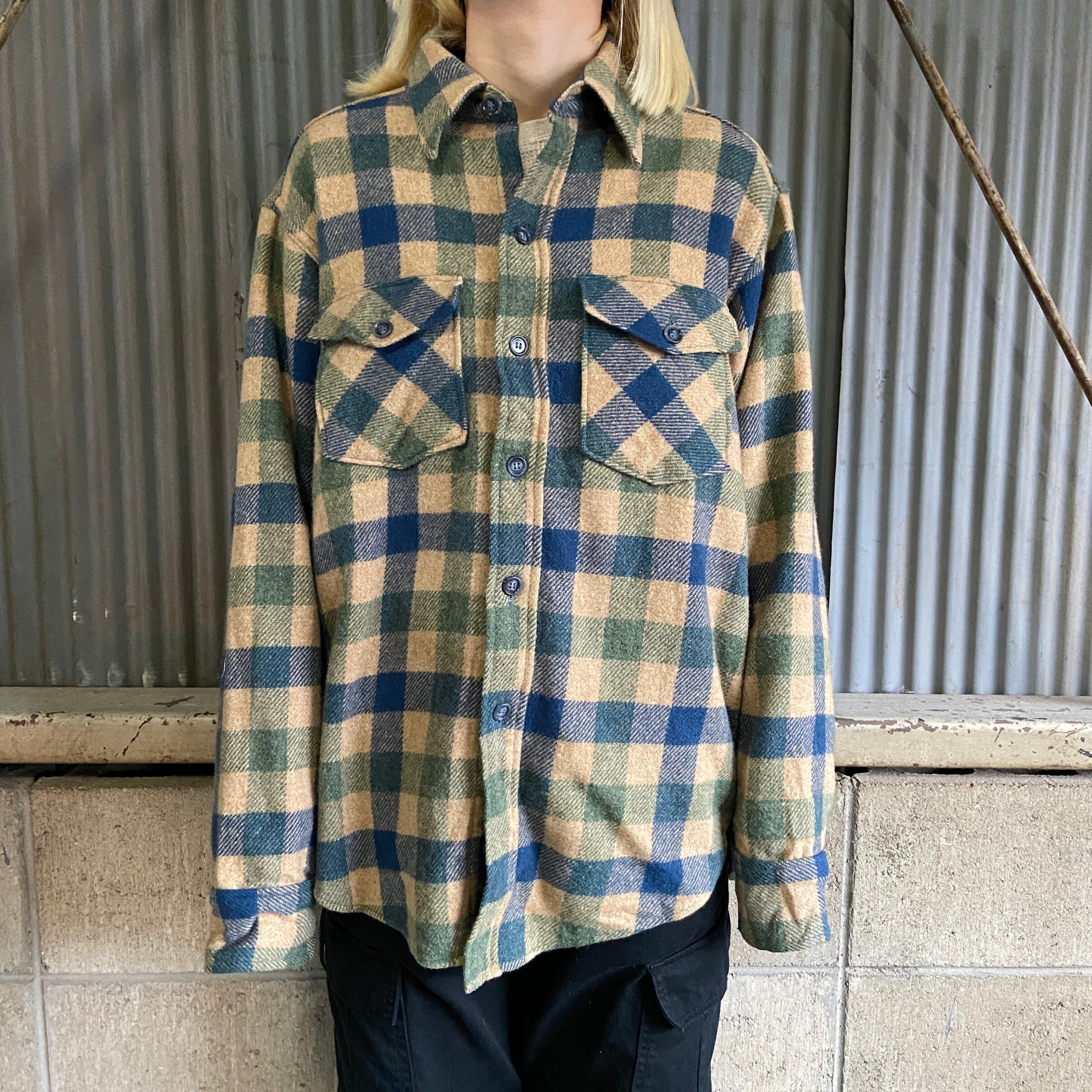 WOOLRICH 90年代 USA製 黒タグ チェック ウールシャツ