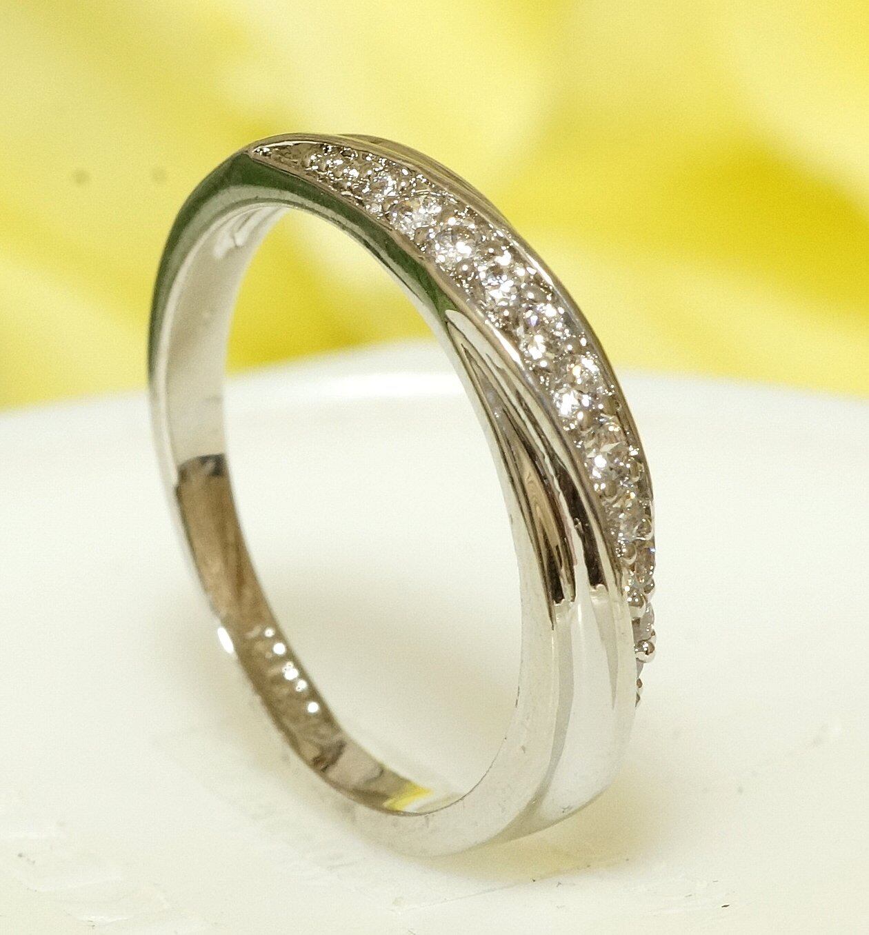 【最終価格】8号♡極美品4°Cプラチナダイヤリングハーフエタニティリング プラチナ リング | 111033145003 | 【公式】4℃ジュエリー