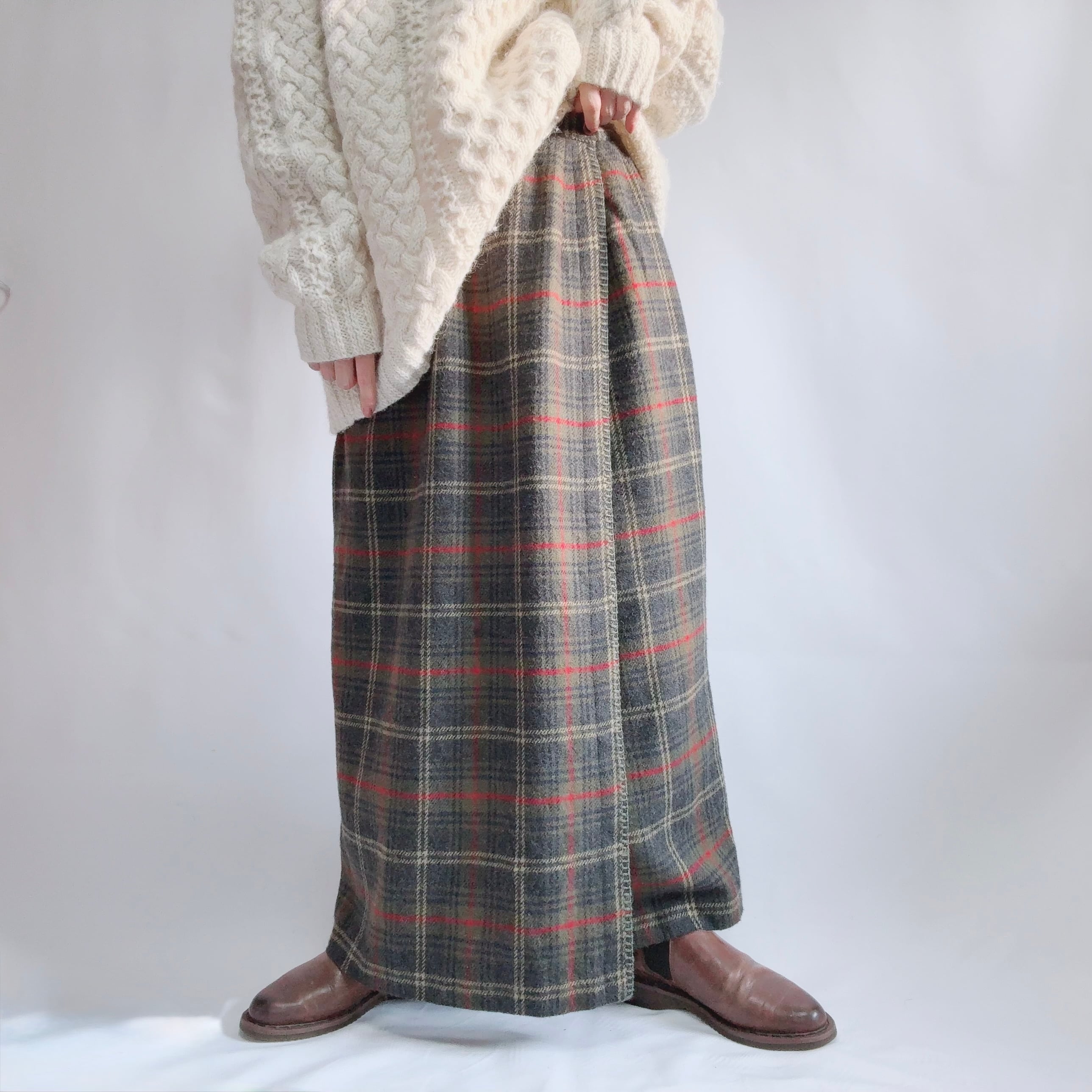 50s 60s US vintage チェック ラップスカート 古着 Q269 USA REQUIREMENTS check pattern skirt／アメリカ古着 チェック柄