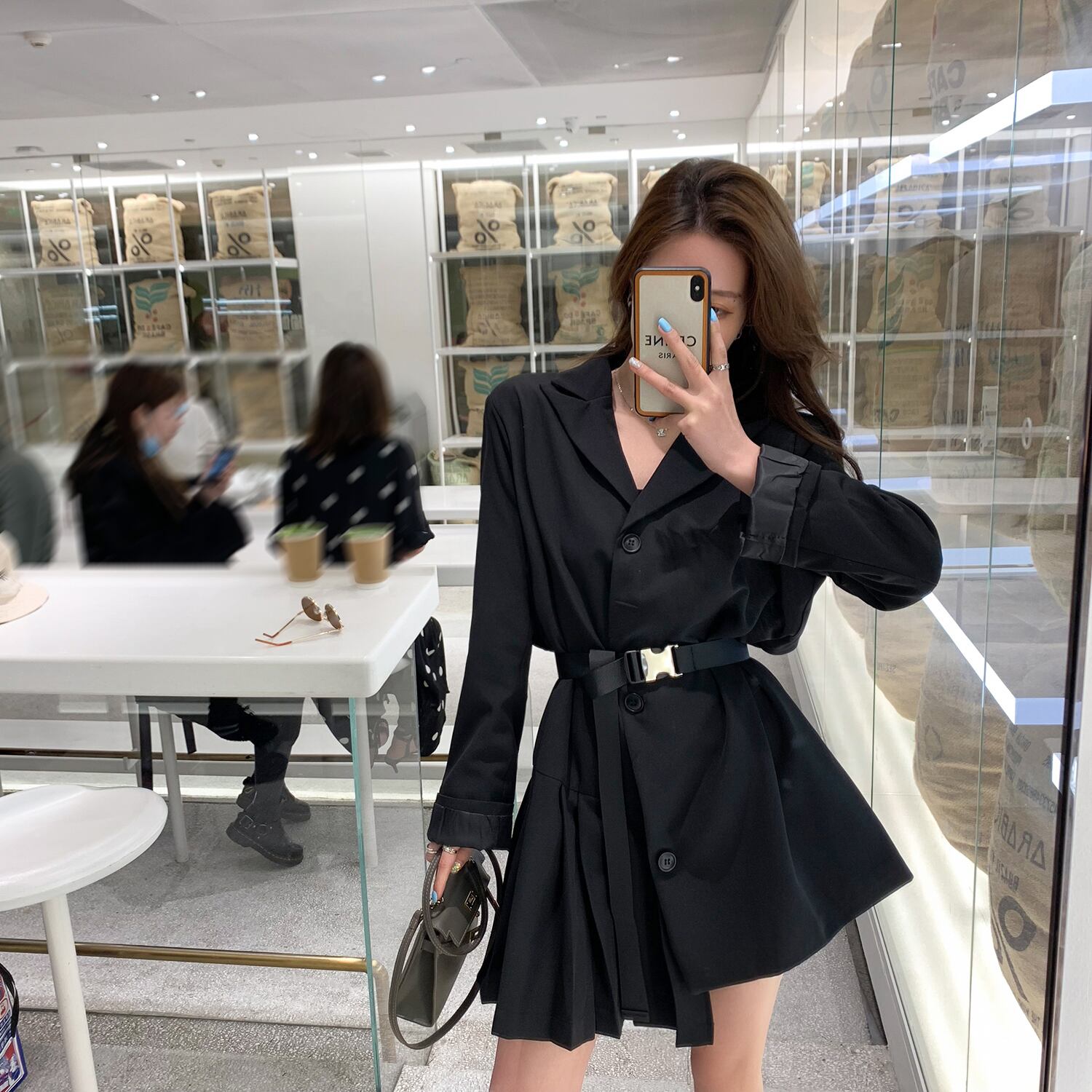 スプリングスタイルスタンダードドレス ブラックAラインスカート レトロ 春物 6Du_Shop_Women36108630012