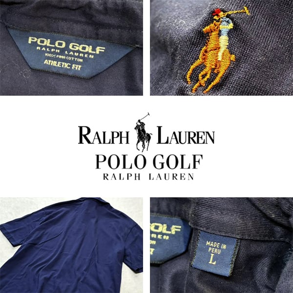 1点物◇ラルフローレンPOLOゴルフ紺ポロシャツ古着LメンズXLレディース