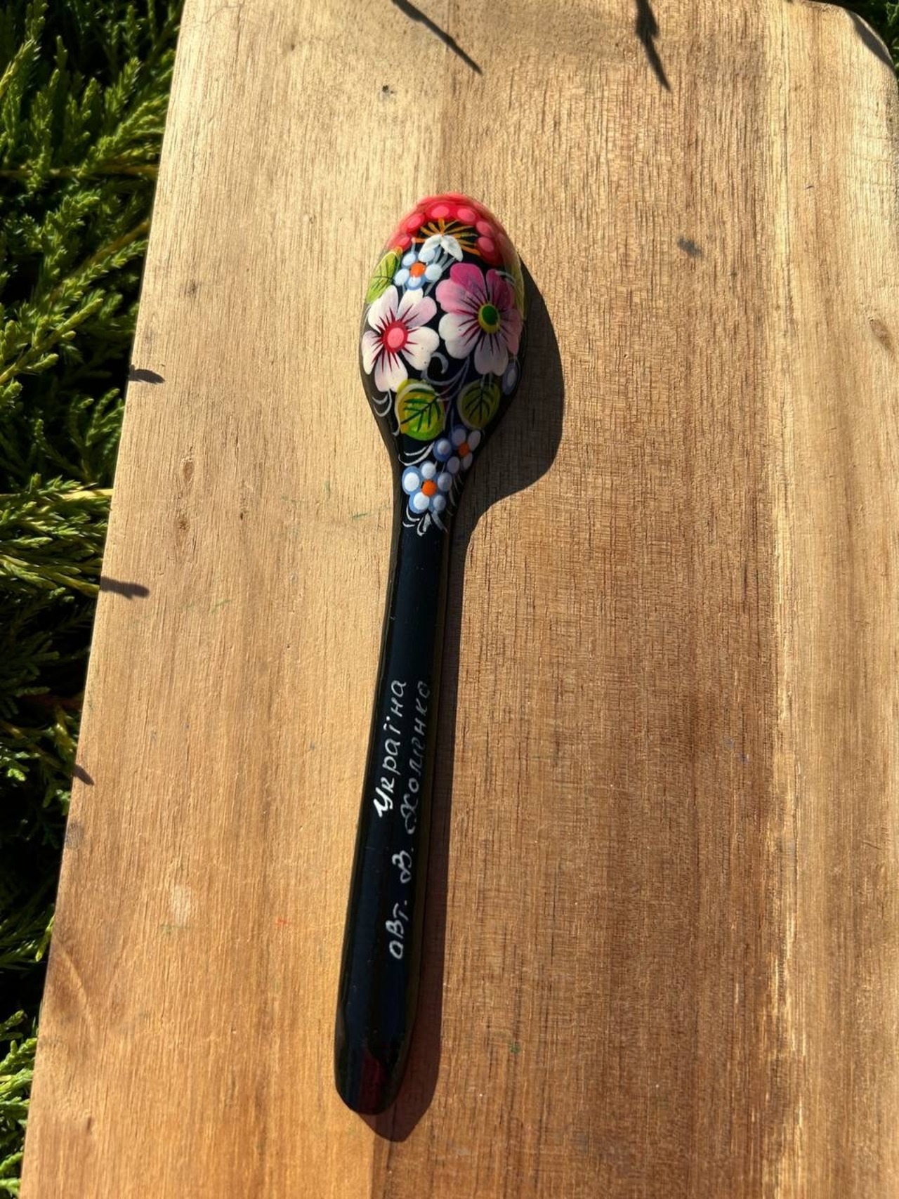 ペトリキフカ塗り　木製スプーン（ホメンコ作) 16cm - 4