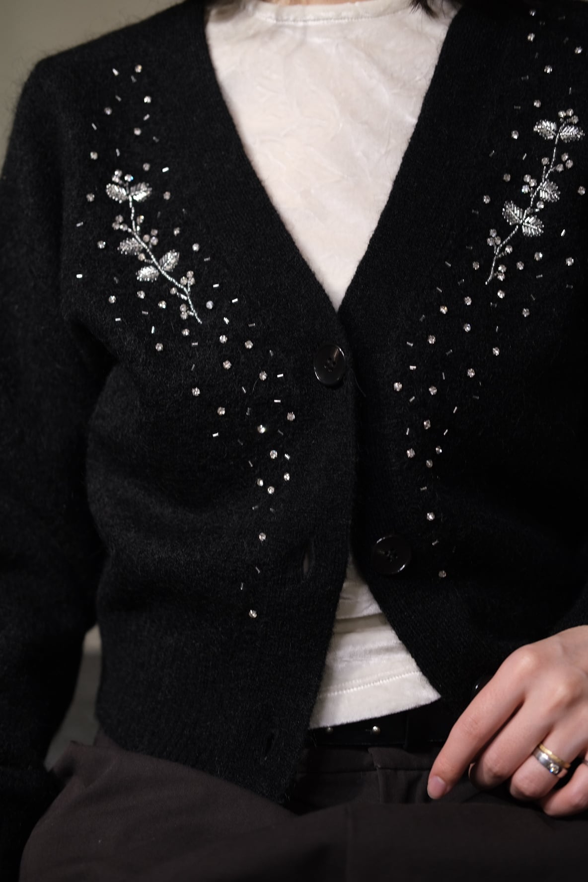 FETICO】Jacquard-knit V-neck cardigan | loop