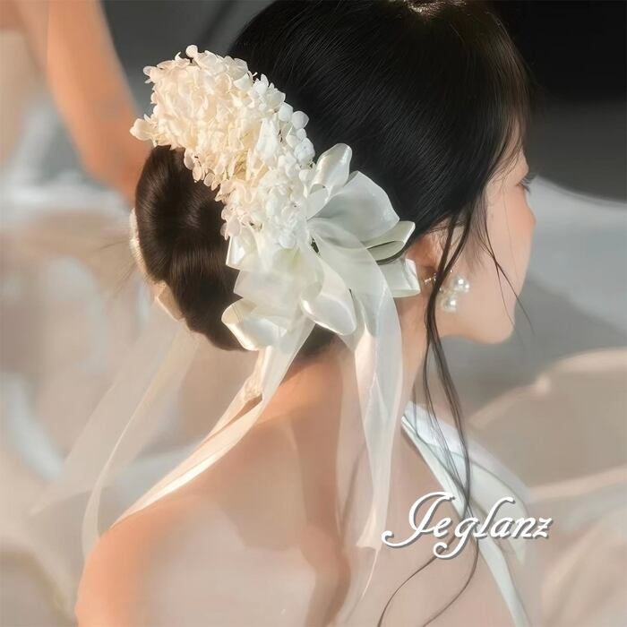 2色 ブライダル アクセサリー ダブル リボン 結婚式 セレモニー (MD782)θ