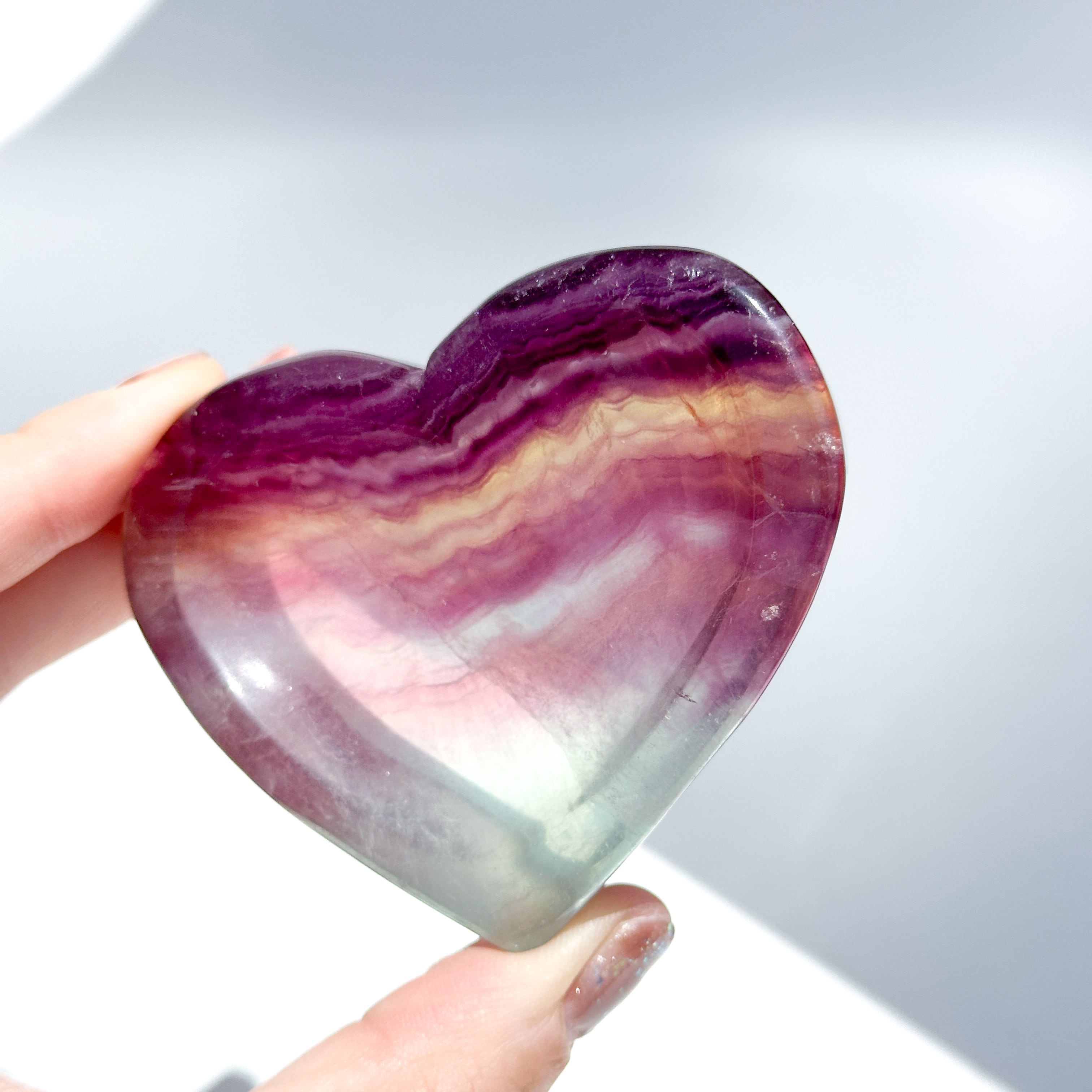 レインボーフローライトハート型のうつわ03◇ RainbowFluorite