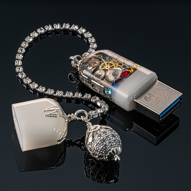 USBメモリ 機械式時計 ムーブメント 64GB USB3.0 white-R