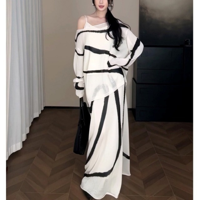 【Setup】シアー ワンショル カットソー&マキシ スカート 236876