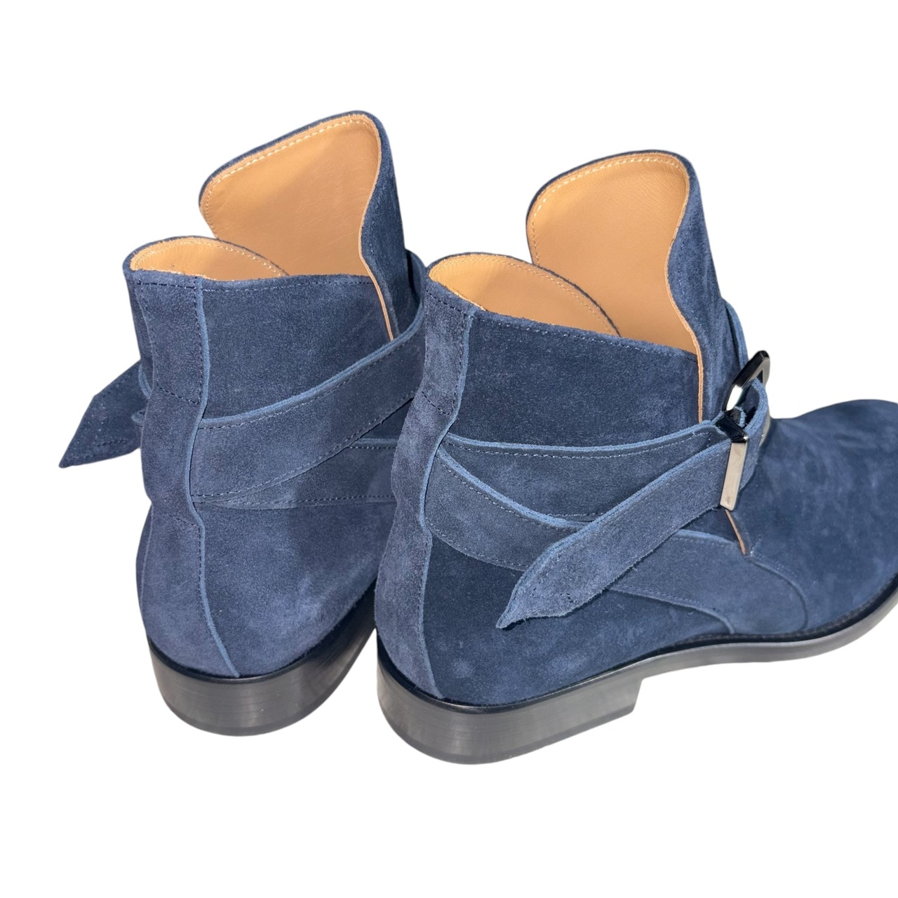 VERSACE blue suede belted boots
