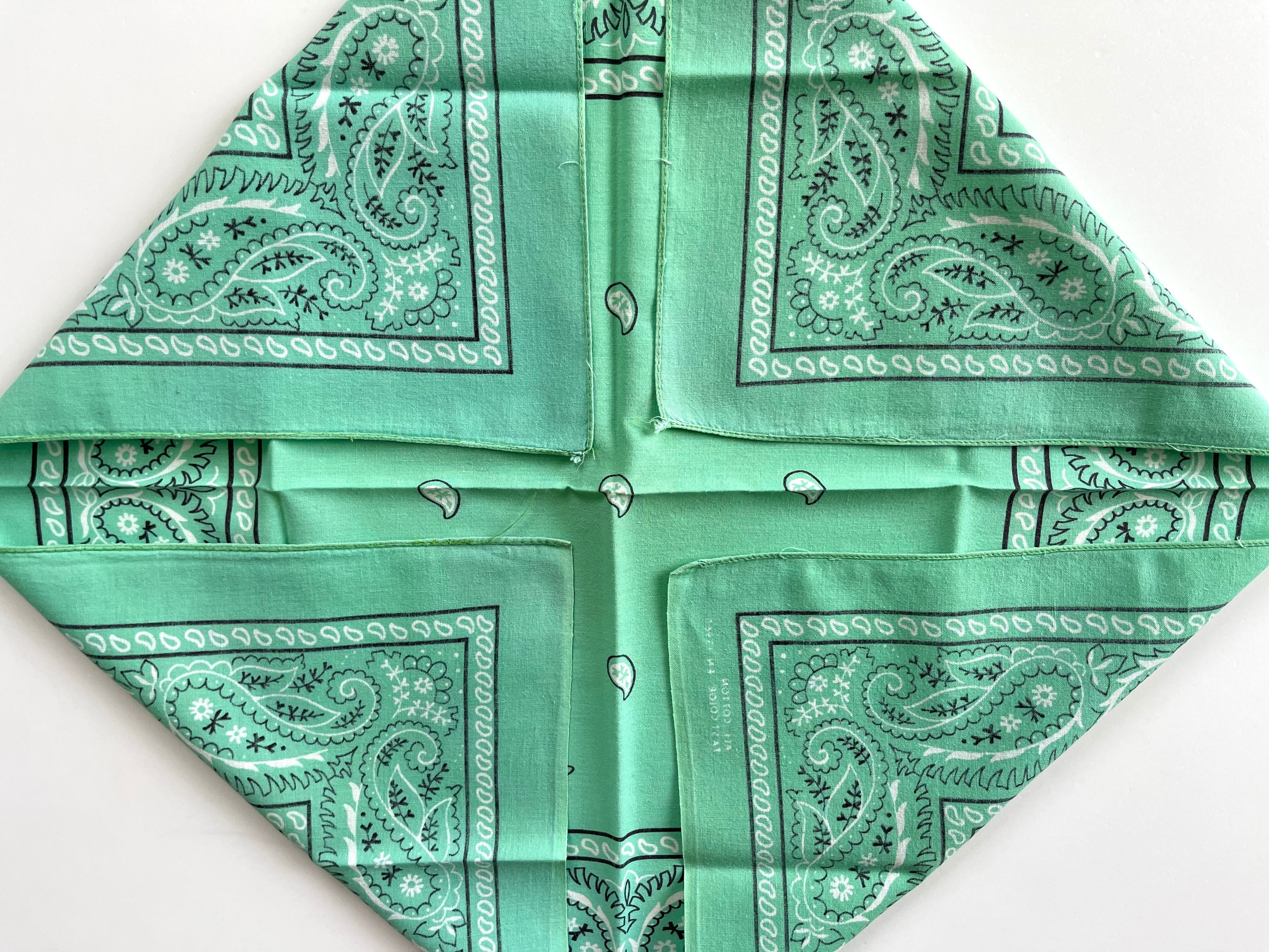 ミントグリーン！】70s~ RN13960 Paris paisley ヴィンテージ バンダナ