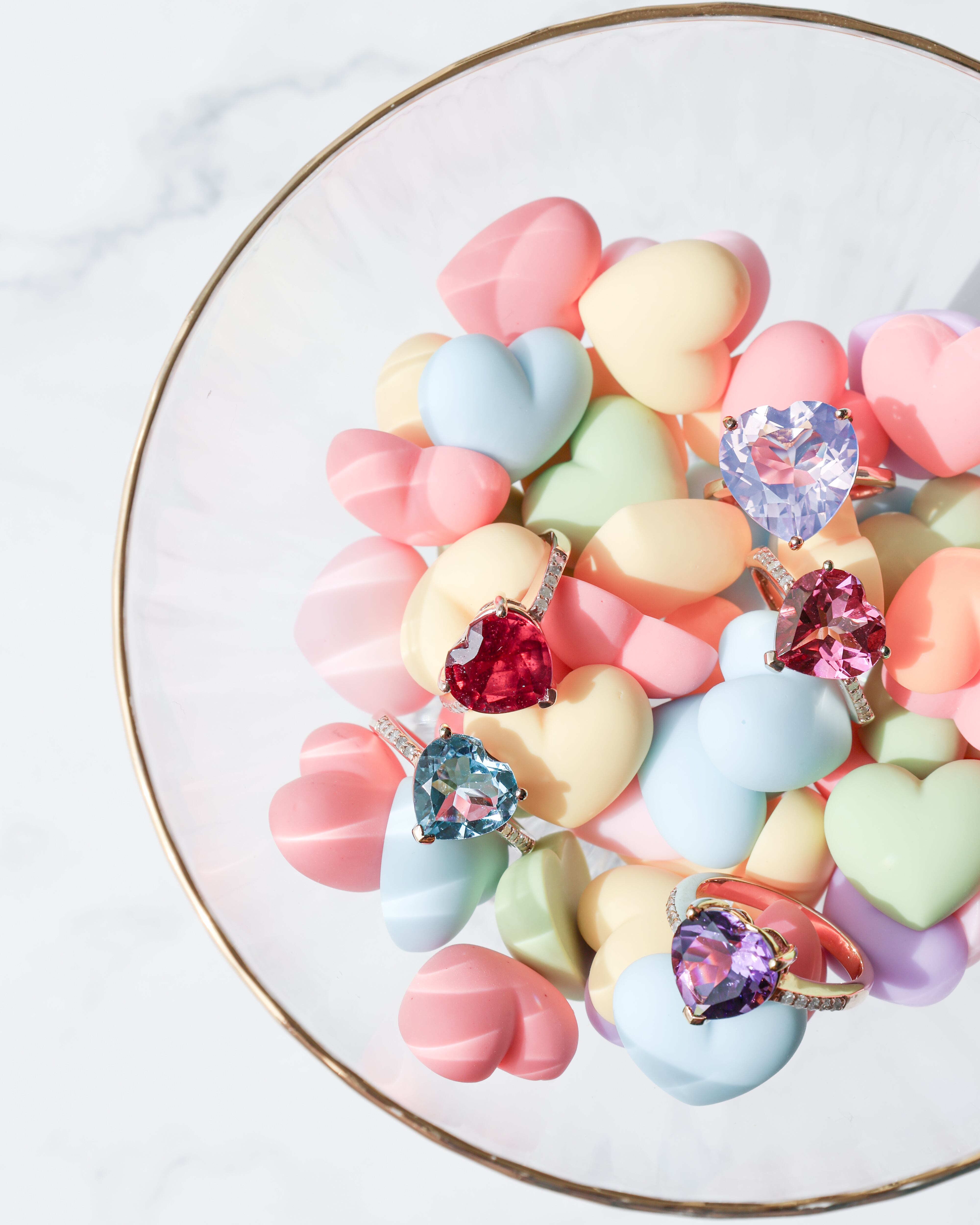 10K ルビー・ダイヤモンド ハートシェイプリング | Sally's