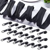 BENECREAT #3全長10mナイロンファスナーセット 黒色ファスナーテープ 20個プラスチック引き手 スライダー交換 ジッパー修理 服装 バッグ ジッパー交換 修理キット 裁縫