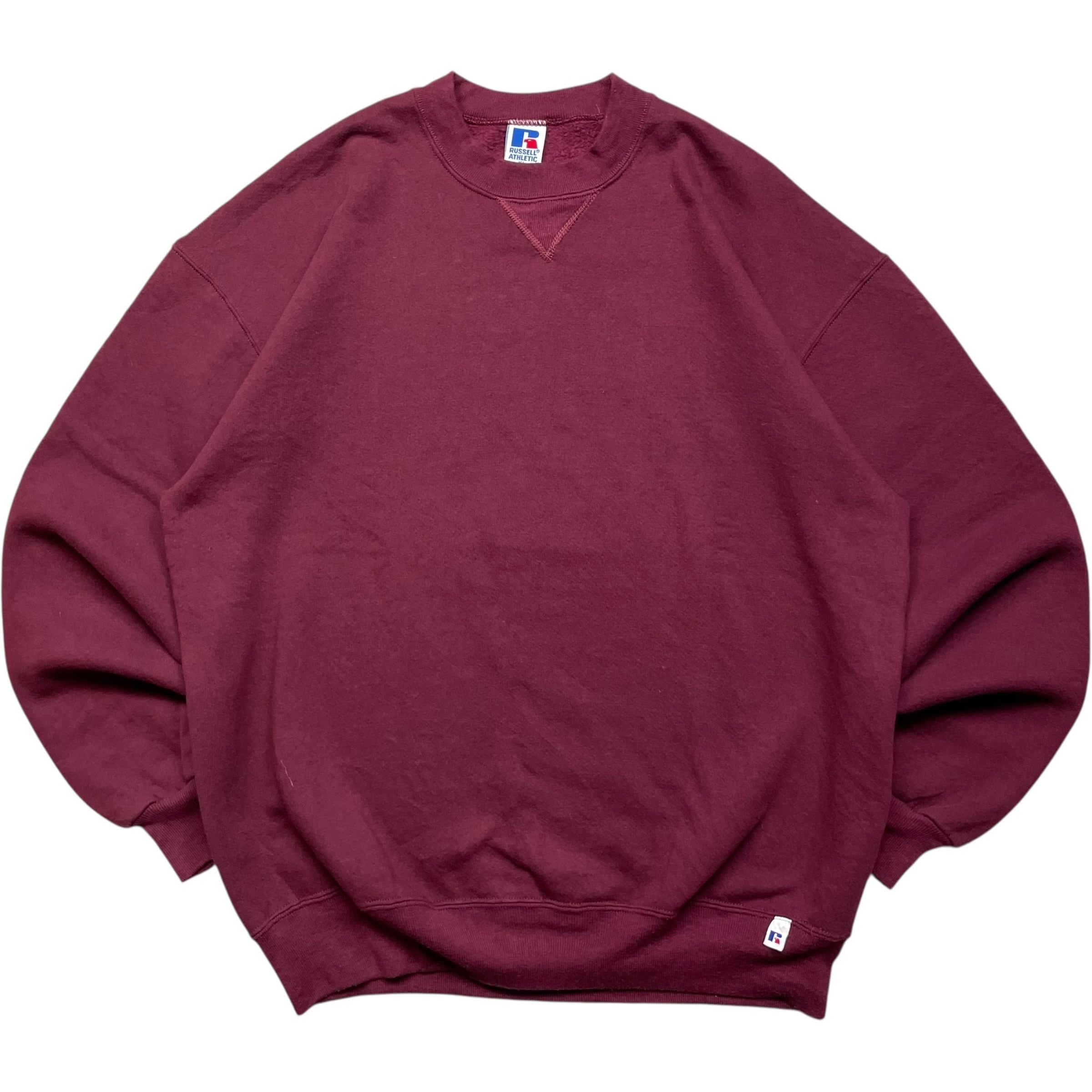 《XL》russell athletic ラッセルアスレチック スウェット 無地 ワインレッド USA製 90年代 vintage no.9194