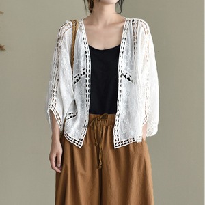 透かし柄コットンカーディガン A00291