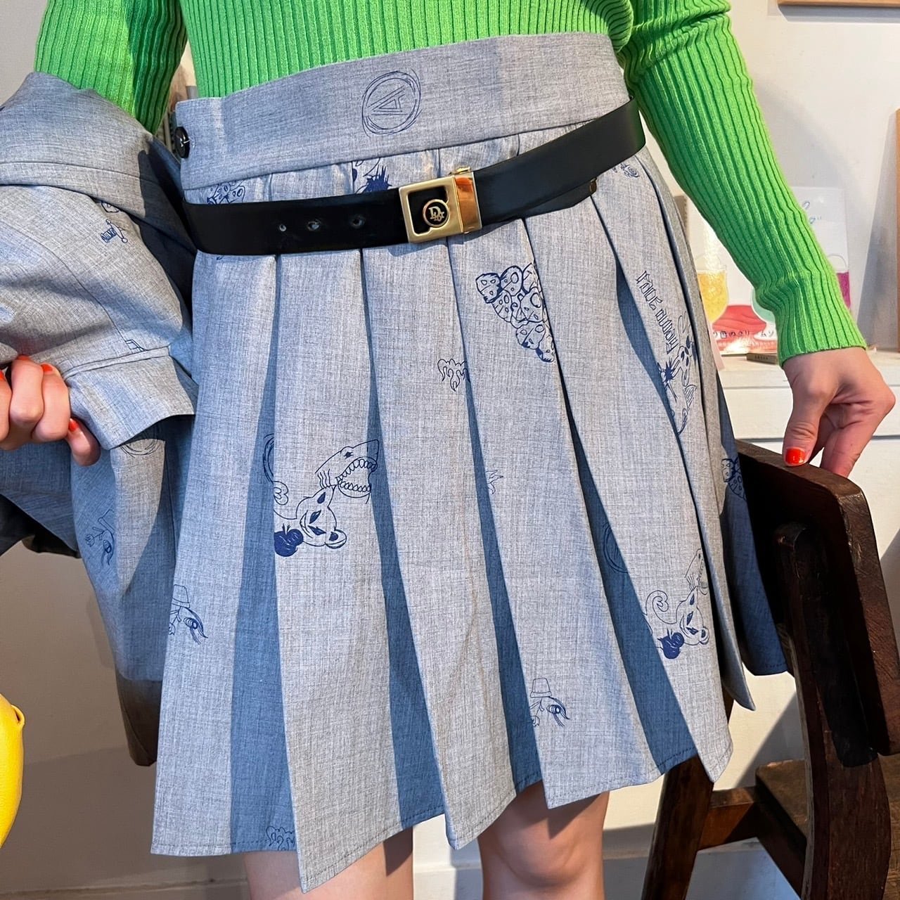 サイドボタンプリーツスカート_LNF0013