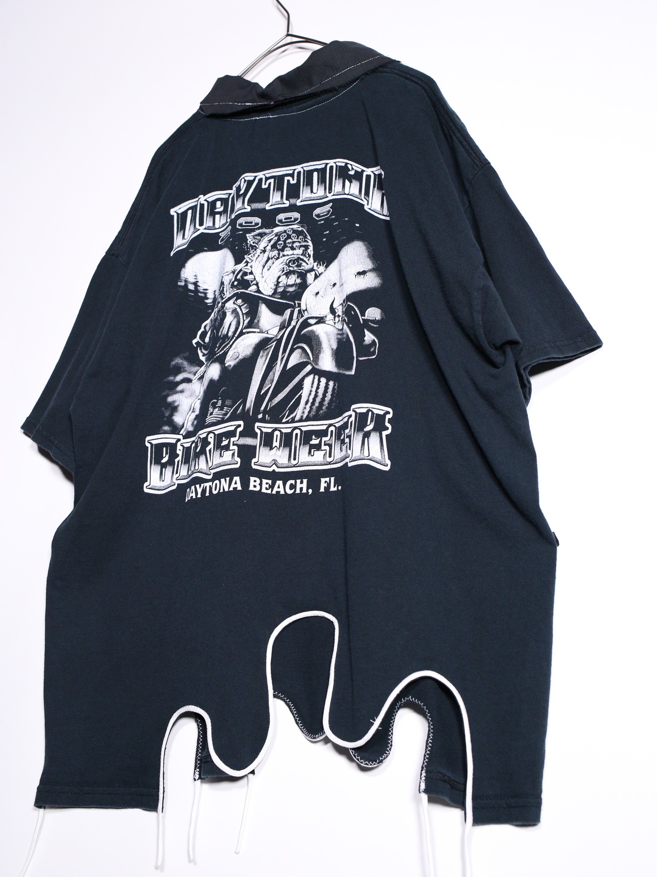 REMAKE / dorodoro white piping over size tee - 16