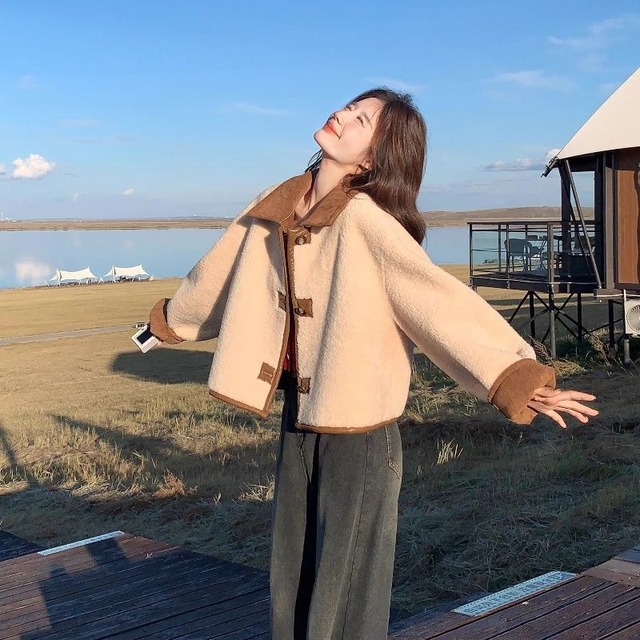 【コート】 ムートンコート レディース きれいめ おしゃれ リバーシブル ショートコート 秋冬 アウター 春 秋 冬 20代 30代 40代 50代 カジュアル 大人 可愛い ブラウン 茶色 S M L XL