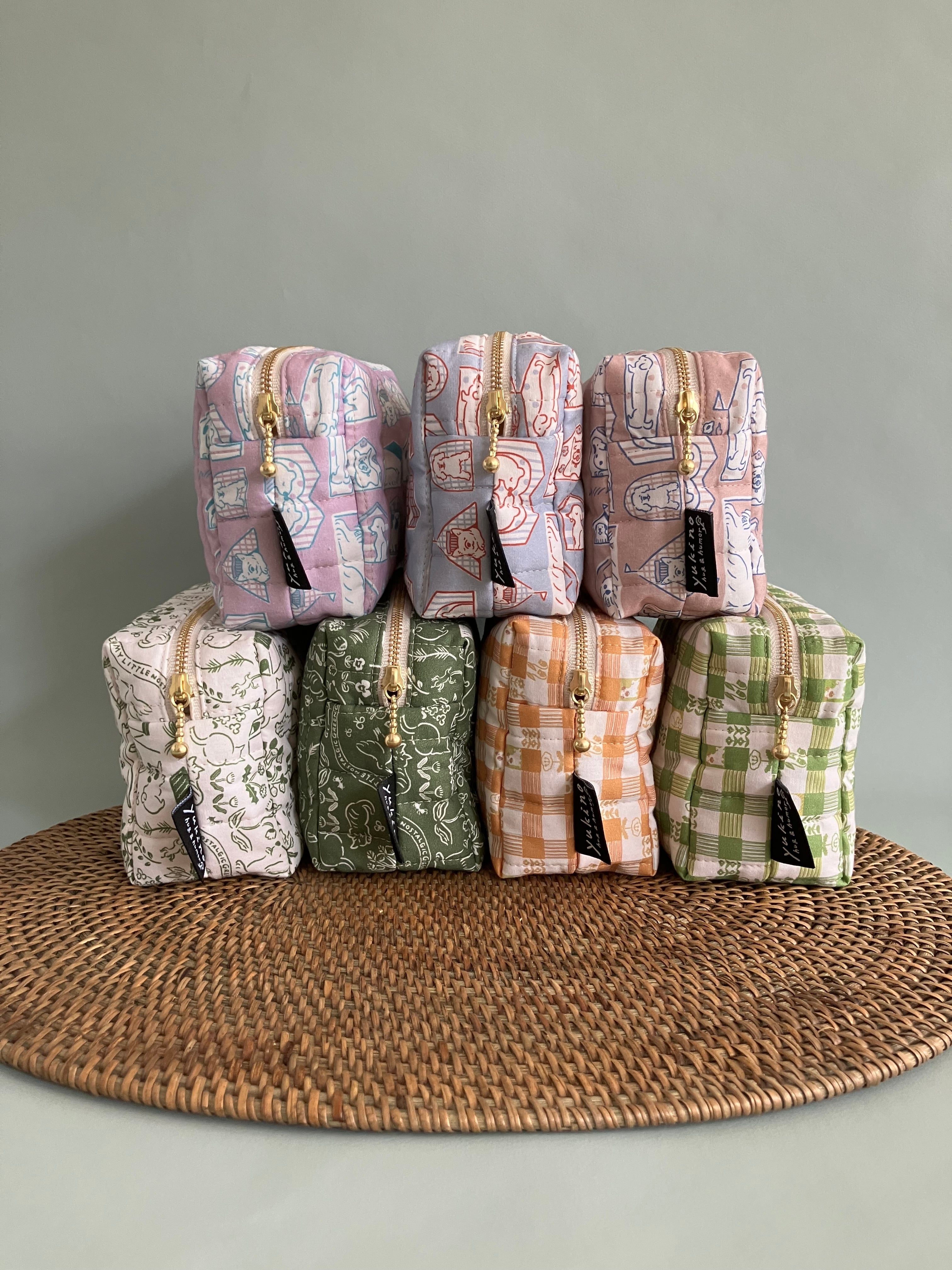 キルティングBOXポーチ「いるギンガム」 | yukino shop