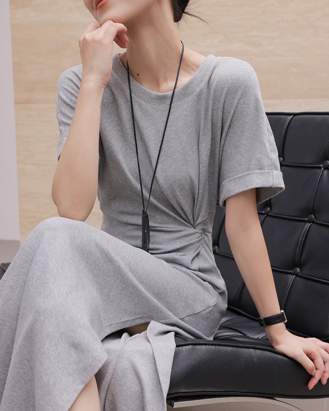 スリットギャザーワンピース S25485