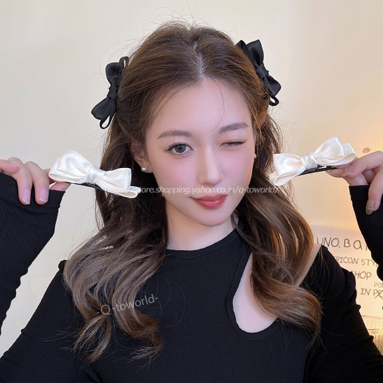 ヘアクリップ ヘアアクセ かわいい 韓国 シフォン リボン ヘアアレンジ