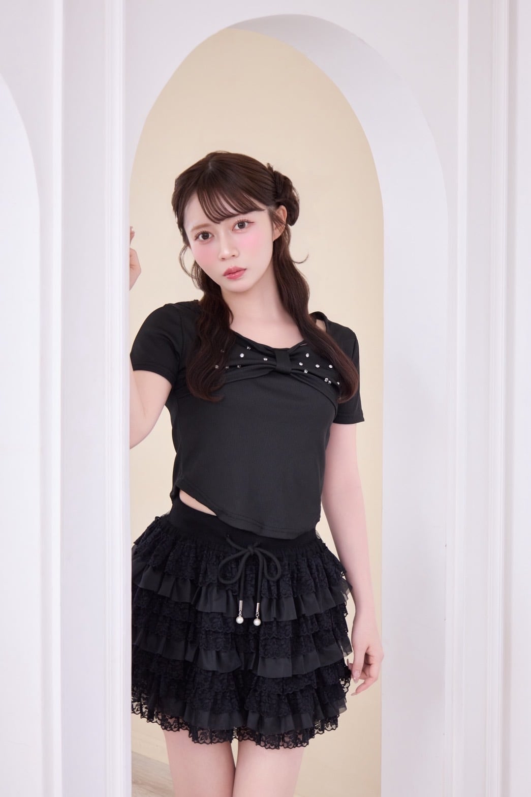 lace tiered mini skirt | Désir et Raison