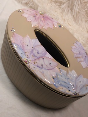 ティッシュBOX   カラフルぷるるんフラワー