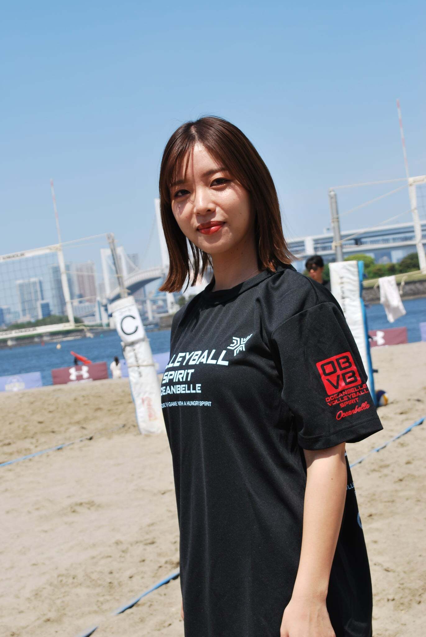 ドライTシャツ VolleyBall SPIRIT by OCEANBELLE（ブラック×ブルー