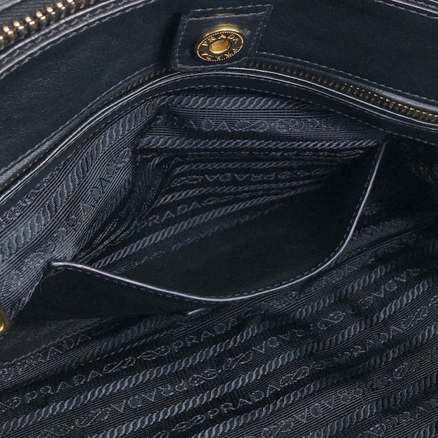 PRADA プラダ ショルダーバッグ ブラック ロゴ レザー ボストンバッグ vintage ヴィンテージ オールド k82hca