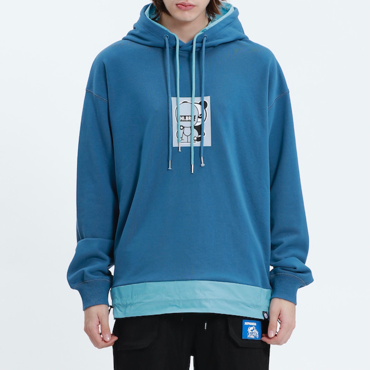 SALE 送料無料【HIPANDA ハイパンダ】メンズ フーディー スウェット MEN'S BRO PRINT BIG SIZE HOODIE SWEAT SHIRT / DARK BLUE・SAXE BLUE・PINK