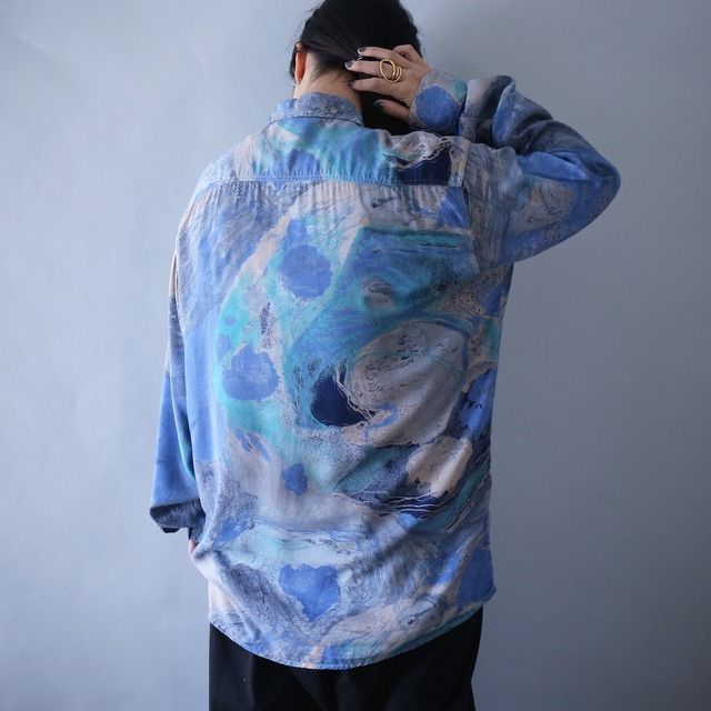 beautiful abstract painting full pattern over silhouette shirt