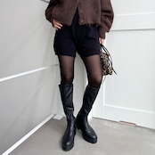 ウールライクショートニットPT/ブラック