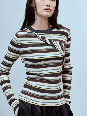 【26AW】THINGS THAT MATTER シングスザットマター / トップス / ASYMMETRY SLANT-FLAP RIB KNIT. 0586TM0674P