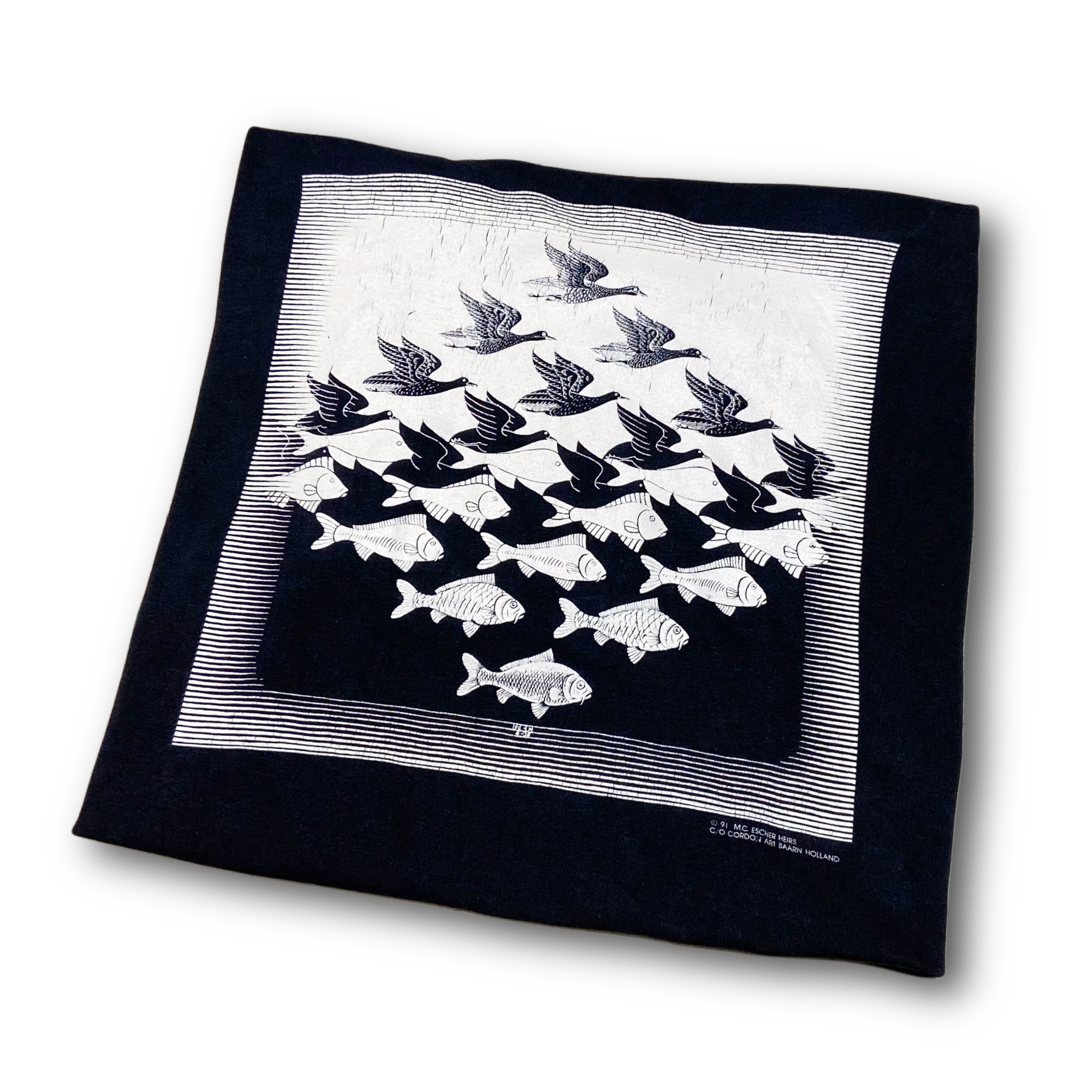 90s 1991 M.C. Escher エッシャー 鳥 魚 騙し絵 トリックアート T