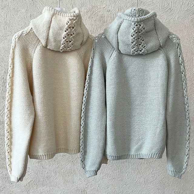 hooded lace knit J00082