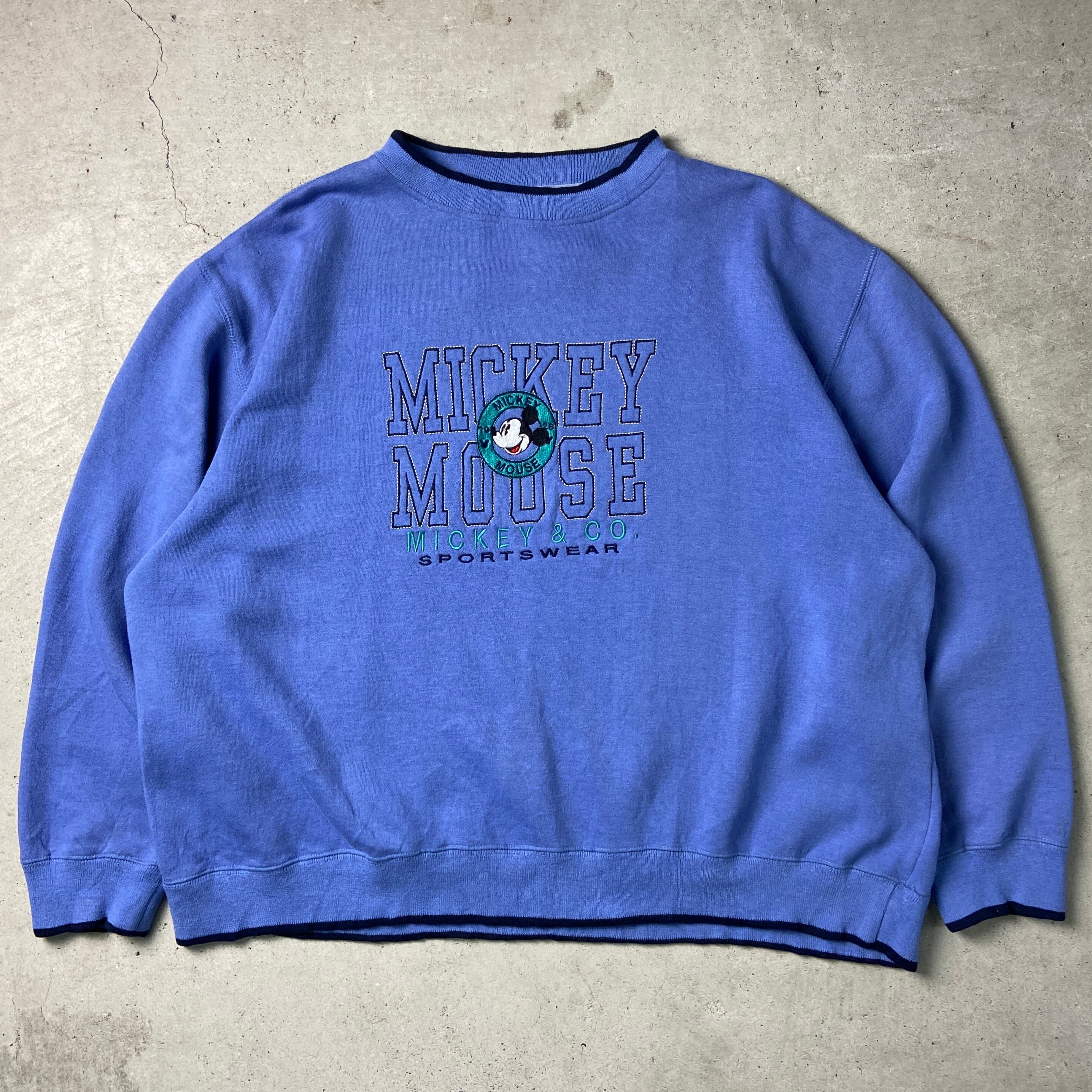 90s Disney　ミッキーマウス　ビッグ刺繍　スウェットトレーナー